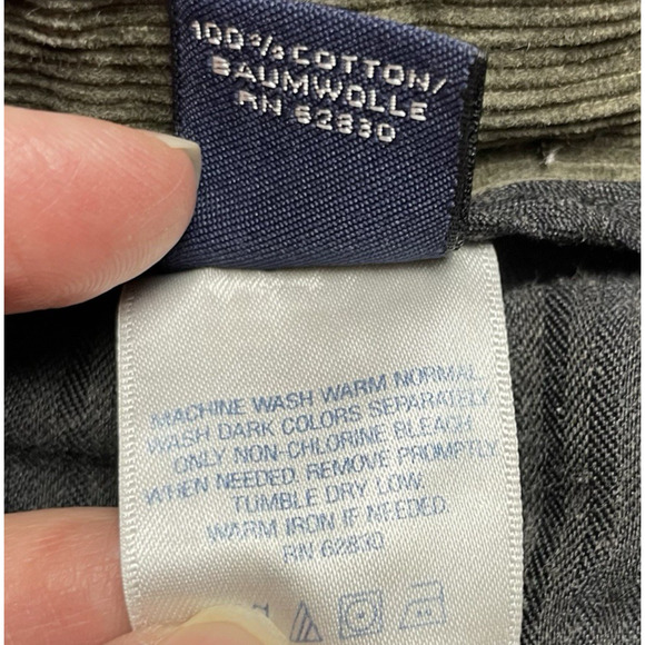 Vtg Lands End Corduroy Pants Mens 38R Olive Green 100% Cotton Pleated Cuffed - Picture 4 of 11